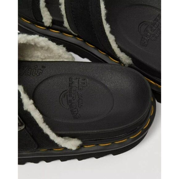 Dr. Martens Myles Sandals Unisex US 13 Black Faux Fur Platform Suede Buckle NIB‎ main image 5